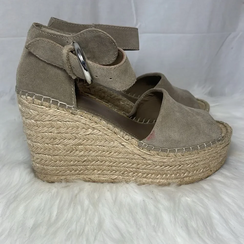Marc Fisher Alida Tan Suede Platform Ankle Strap Espadrilles‎ Sz 6.5